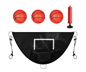 Aro de baloncesto para trampolín - Panel impermeable versátil de PVC, fijación exterior resistente, borde de seguridad resistente, incluye un globo con bomba, fácil instalación, eq
