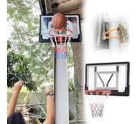 Aro de Baloncesto Portátil 80x58 cm, Tablero de PVC Reforzado con Aro y Red, Canasta de Baloncesto Colgante con Correas y Ganchos Ajustables, Portería Interior para Jardín, Valla