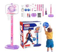 Aro de Baloncesto, Toddler Basketball Hoop - 4 en 1 t Ball Set and Toss Ring Game,Juego de Pelota de Juguetes Deportivos Completos para 1 a 8 Años, Chicas, Niños, Hijos
