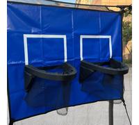 Aro de cama elástica, red de baloncesto para cama elástica, material de PVC, bordes de doble canasta para exteriores, accesorio de juego de portería con 4 mini bolas, 1 inflador