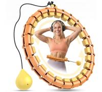 Aro de fitness con peso para mujeres adultas, anillo infinito ajustable de 47 pulgadas, 24 eslabones desmontables, aro de ejercicio de cintura silencioso para principiantes, entrenamiento en casa para