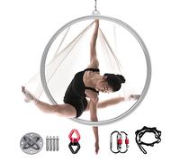 Aro de Lira aérea, aro de Yoga aéreo para Interiores y Exteriores, Juego de Aros de Lira para Adultos de 80/85/90/95/100 cm, aro de Yoga de un Solo Punto para Gimnasia acrobática y pérdida d