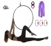 Aro de Lira aéreo, Kit de aro aéreo Profesional de un Solo Punto para Yoga aéreo, Juego Completo de aro aéreo de Circo de Acero Inoxidable para Entrenamiento de Baile y Fitness, 90 cm