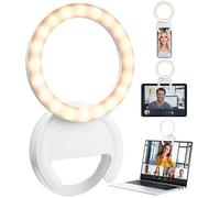 Aro de Luz para Movil Blanco,La Temperatura de Color se Puede Ajustar en 3000k - 7000k, el Brillo en la Quinta Marcha se Puede Ajustar, Adecuado para Selfies, Computadoras Portátiles/Tabletas