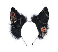 Aro de pelo con forma de oreja de lobo de dibujos animados con aretes colgantes, decoración para el pelo, para cosplay, fiesta, diadema para adolescentes, adultos, diadema de orejas de lobo, tamaño