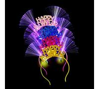 Aro de pelo de fibra LED para mujeres y niñas, letras de feliz año nuevo