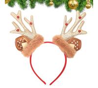 Aro de pelo de madera de reno | Diadema de orejas de reno para mujer, Trajes de escenario, diademas de madera de Festival de Invierno para mujer, decoración festiva con campanas