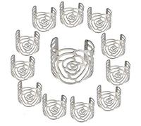 Aro de servilleta de KAKOO de Juego 12 servilleteros para servilletas de Tela y Papel y los Anillos metálicos de diseÑor Hueco del Dibujo roso para Fiesta de Navidad y decoración de Mesa
