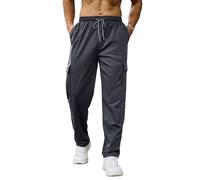 Aro Lora Pantalones de chándal para hombre, pantalones de yoga, pantalones de fitness ligeros con bolsillos, transpirables, pantalones de deporte, gris, XL