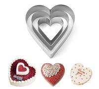 Aro para Tartas, 3 Piezas Anillos para Tartas de Acero Inoxidable, Corazón Moldes Reposteria Ø 10/15/20cm, Aro de Pastelería Molde de Pastel para Mousse Postre Tartas