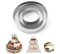 Aro para Tartas, 3 Piezas Anillos para Tartas de Acero Inoxidable, Redondo Moldes Reposteria Ø 10/15/20cm, Aro de Pastelería Molde de Pastel para Mousse Postre Tartas