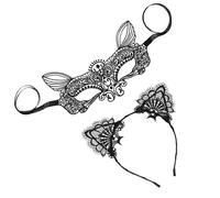 Aro Pelo de Encaje Negro, Tocado Elegante para Cosplay | Set, Estilo Misterioso para Mascarada y Fotos, Accesorio Ligero para Mujeres y Chicas