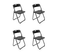 aro Silla de Comedor Plegable, Conjunto de 4 Sillas de Restaurante, Acero/Polipropileno, Capacidad de Carga de 110 kg, Negro