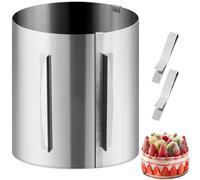 Aro Tarta Ajustable16-30 cm con Clips Fijación & Escala Precisa, 20cm Alto Anillo Tartas Acero Inoxidable, Moldes Bolos Pasteles Redondos Ajustável, Herramienta Anel Pastelaria para Postres, Tortas