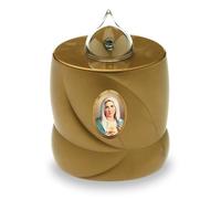 AROBA 2 velas LED para tumba - Efecto parpadeante como una vela real, larga duración de combustión hasta 200 días, reutilizables, velas conmemorativas - dorado Santa María