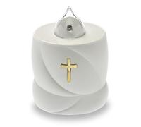AROBA 2x Vela LED para tumba Luz del duelo - Efecto titilante como una vela real - Larga duración de hasta 200 días - Vela de cementerio reutilizable Vela conmemorativa Vela perpetua - Cruz sagrada