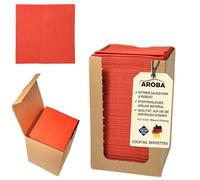 Aroba Airlaid 1000 servilletas de cóctel similares a la tela, servilletas de postre, 20 x 20 cm, pliegue 1/4, de alta calidad, 21 colores, para bodas, cumpleaños, bar, caffee, discoteca, hotel catering fiestas, color rojo
