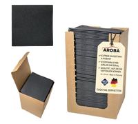 Aroba Airlaid - Servilletas de cóctel (1000 unidades, 20 x 20 cm, pliegue 1/4, 21 colores), color negro