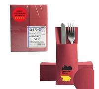 AROBA Airlaid - Servilletas para cubiertos (250 unidades, 32 x 40 cm), color rojo borgoña, bolsas para servilletas de alta calidad, bolsillos para cubiertos plegados, servilletas Airlaid similares a