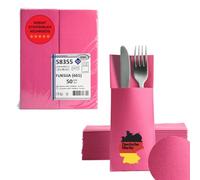 AROBA Airlaid - Servilletas para cubiertos (250 unidades, 32 x 40 cm), color rosa fucsia, bolsas para servilletas de alta calidad, bolsillos para cubiertos plegados, servilletas Airlaid similares a la