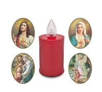 AROBA Vela LED para tumba - efecto parpadeante como una vela real, larga duración de combustión hasta 120 días, reutilizable para cementerio, vela conmemorativa, color rojo, incluye selección de