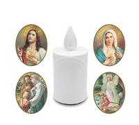 AROBA Vela LED para tumba - efecto parpadeante como una vela real, larga duración de combustión hasta 120 días, reutilizable para cementerio, vela conmemorativa - color blanco, incluye selección de
