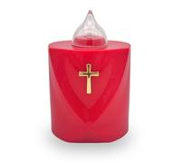 AROBA Vela LED para tumba - efecto parpadeante como una vela real, larga duración de combustión hasta 120 días, reutilizable, vela conmemorativa, vela conmemorativa - rojo Santa Cruz
