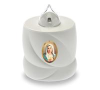 AROBA Vela LED para tumba, efecto parpadeante, largo tiempo de combustión de hasta 200 días, reutilizable, color blanco, Santa María