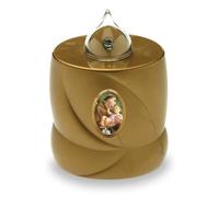 AROBA Vela LED para tumba, efecto parpadeante, largo tiempo de combustión de hasta 200 días, reutilizable, San Antonio dorado