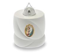 AROBA Vela LED para tumba, efecto parpadeante, largo tiempo de combustión de hasta 200 días, vela reutilizable para cementerio, blanco sagrado familia