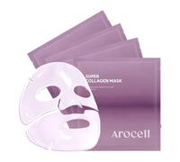 AROCELL OFFICIAL Enfriami - Máscara facial de súper colágeno, paquete de 4, máscaras faciales de hidrogel de doble matriz con colágeno de bajo peso molecular para elasticidad hidratante