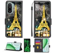 Aroepurt Funda compatible con Poco C85x 5G, con protector de pantalla de vidrio templado, bloqueo RFID, purpurina dorada y luminosa, PTH-TT