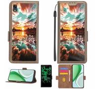 Aroepurt Funda Compatible para Alcatel 3c 2019 Funda Case Carcasa Soporte [con lámina Protectora HD de dureza 9H] [Bloqueo RFID][Efecto Luminoso Oscuro] LPT-FJ