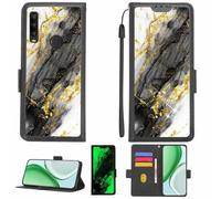 Aroepurt Funda Compatible para Alcatel 3X 2019 Funda Case Carcasa Soporte [con lámina Protectora HD de dureza 9H] [Bloqueo RFID][Purpurina Dorada + Brillante] LPT-HDL