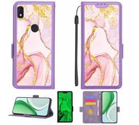 Aroepurt Funda Compatible para Alcatel Lumos Funda Case Carcasa Soporte [con lámina Protectora HD de dureza 9H] [Bloqueo RFID][Purpurina Dorada + Brillante] LPT-FDL