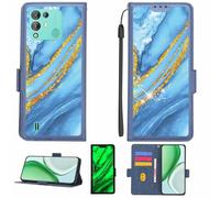 Aroepurt Funda Compatible para Blackview A55 Pro Funda Case Carcasa Soporte [con lámina Protectora HD de dureza 9H] [Bloqueo RFID][Purpurina Dorada + Brillante] LPT-LDL