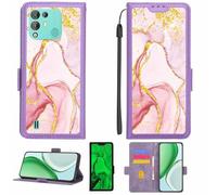 Aroepurt Funda Compatible para Blackview A55 Pro Funda Case Carcasa Soporte [con lámina Protectora HD de dureza 9H] [Bloqueo RFID][Purpurina Dorada + Brillante] LPT-FDL