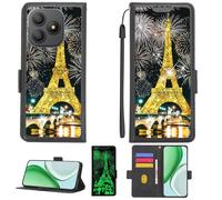 Aroepurt Funda Compatible para Blackview Wave 9C Funda Case Carcasa Soporte Cover [con 9H Dureza HD Protector Pantalla][Bloqueo RFID][Purpurina Dorada + Brillante] PTH-TT