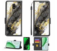 Aroepurt Funda Compatible para BLU View Mega B110DL Funda Case Carcasa Soporte [con lámina Protectora HD de dureza 9H] [Bloqueo RFID][Purpurina Dorada + Brillante] LPT-HDL