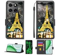 Aroepurt Funda Compatible para Coolpad C35 Plus Funda Case Carcasa Soporte Cover [con 9H Dureza HD Protector Pantalla][Bloqueo RFID][Purpurina Dorada + Brillante] PTH-TT