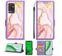 Aroepurt Funda Compatible para CUBOT Note 21 Funda Case Carcasa Soporte [con lámina Protectora HD de dureza 9H] [Bloqueo RFID][Purpurina Dorada + Brillante] LPT-FDL