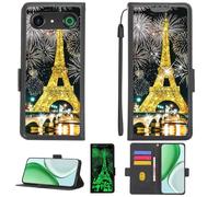 Aroepurt Funda Compatible para Doro Aurora A10 Funda Case Carcasa Soporte Cover [con 9H Dureza HD Protector Pantalla][Bloqueo RFID][Purpurina Dorada + Brillante] PTH-TT