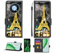 Aroepurt Funda Compatible para Huawei Nova Y90 Funda Case Carcasa Soporte [con lámina Protectora HD de dureza 9H] [Bloqueo RFID][Purpurina Dorada + Brillante] LPT-TT