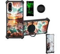Aroepurt Funda Compatible para Kyocera Basio Active3 Kyg04 Funda Case Carcasa Soporte Cover [con 9H Dureza HD Protector Pantalla] PC + Silicona Soporte YGH-FJ