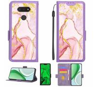 Aroepurt Funda Compatible para LG Premier Pro Plus L455Dl Tracfone Funda Case Carcasa Soporte [con lámina Protectora HD de dureza 9H] [Bloqueo RFID][Purpurina Dorada + Brillante] LPT-FDL