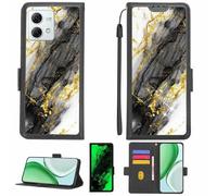 Aroepurt Funda Compatible para Moto G84 5g Funda Case Carcasa Soporte [con lámina Protectora HD de dureza 9H] [Bloqueo RFID][Purpurina Dorada + Brillante] LPT-HDL