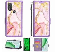 Aroepurt Funda Compatible para Motorola Moto G Power 3rd Gen 2022 Funda Case Carcasa Soporte [con lámina Protectora HD de dureza 9H] [Bloqueo RFID][Purpurina Dorada + Brillante] LPT-FDL
