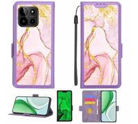 Aroepurt Funda Compatible para myPhone N23 5G Funda Case Carcasa Soporte [con lámina Protectora HD de dureza 9H] [Bloqueo RFID][Purpurina Dorada + Brillante] LPT-FDL