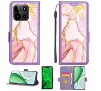 Aroepurt Funda Compatible para myPhone N23 Plus Funda Case Carcasa Soporte [con lámina Protectora HD de dureza 9H] [Bloqueo RFID][Purpurina Dorada + Brillante] LPT-FDL