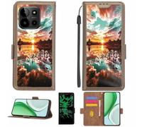 Aroepurt Funda Compatible para myPhone N23 Plus Funda Case Carcasa Soporte [con lámina Protectora HD de dureza 9H] [Bloqueo RFID][Efecto Luminoso Oscuro] LPT-FJ